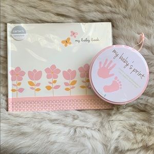 Girl baby book and hand pint keepsake